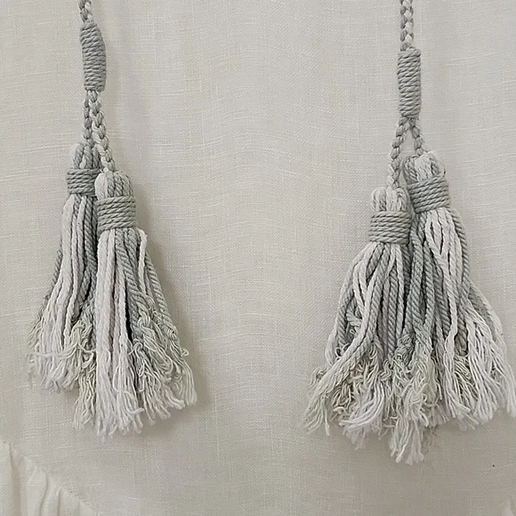 Jonny Was Pete & Greta White 100% Linen Chunky Tassel Boho Drop Waist Dress XS - Picture 7 of 16